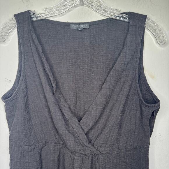 Eileen Fisher Linen Blend Dress Women’s L Black Sleeveless Minimalist Capsule - Picture 10 of 11